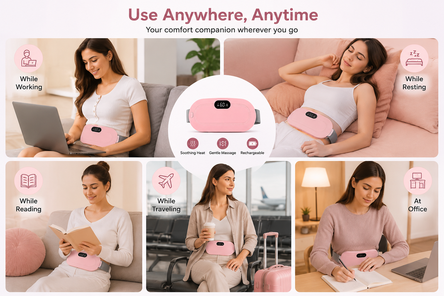 Period Heating Pad with Massager for Women | Fast Relief from Menstrual Cramps & Period Pain | Soft & Comfortable